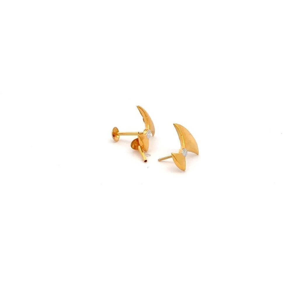 18K Gold Earrings Stud Screw Type Small - Picture 4 of 5